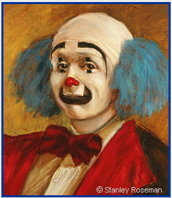 Painting by Stanley Roseman of the circus clown Keith Crary (detail), 1973, Collection of the artist.  Stanley Roseman 