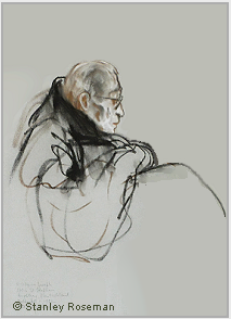Drawing by Stanley Roseman, "Father Subprior Joseph in Choir," 1982, St. Stephan Abbey, Augsburg, Chalks on paper, Private collection, Switzerland.  Stanley Roseman