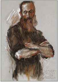 Drawing by Stanley Roseman, Brother Christian, 1979, Abbey of Fleury, France, chalks on paper, New Orleans Museum of Art.  Stanley Roseman