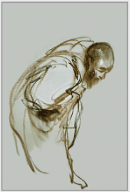 Drawing by Stanley Roseman, "A Trappist Monk Bowing in Prayer," 1982, Abbey of La Trappe, France, chalks on paper, Collection Abbey of La Trappe.  Stanley Roseman