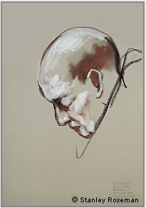 Drawing by Stanley Roseman, "Dom Francis, Portrait of a Benedictine Monk in Prayer, 1999, Elmore Abbey, England, chalks on paper, Private collection.  Stanley Roseman