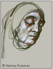Drawing by Stanley Roseman, "Sister Paola at Vespers," 1998, Casa Emmaus, Italy, chalks on paper, Private collection. Switzerland.  Stanley Roseman.