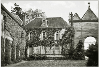 Courtyard of the Abbey of La Trappe with its eighteenth-century stone building where Roseman painted in his studio on the second floor, 2002.  Photo by Ronald Davis