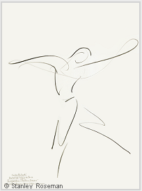 Drawing by Stanley Roseman of Paris Opra star dancer Kader Belarbi, "The Four Seasons," 1996, Uffizi Gallery, Florence.  Stanley Roseman